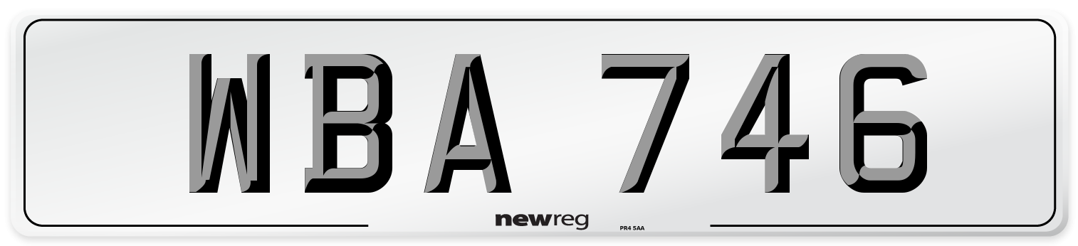 WBA 746 Number Plate from New Reg